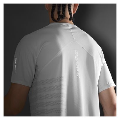 Maillot manches courtes Salomon Sense Aero Graphic Blanc/Gris Homme