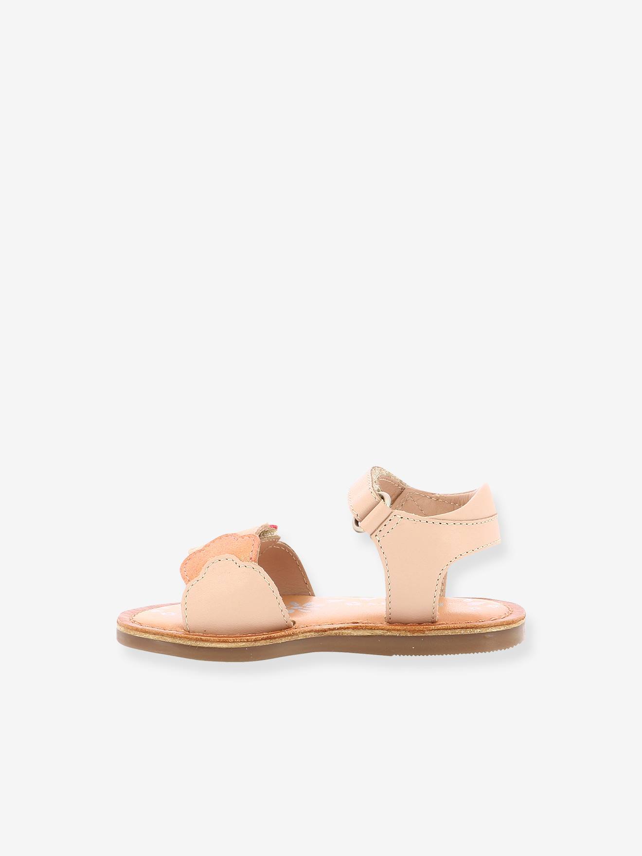 Sandálias infantis KICKERS® Dyastar em couro dourado