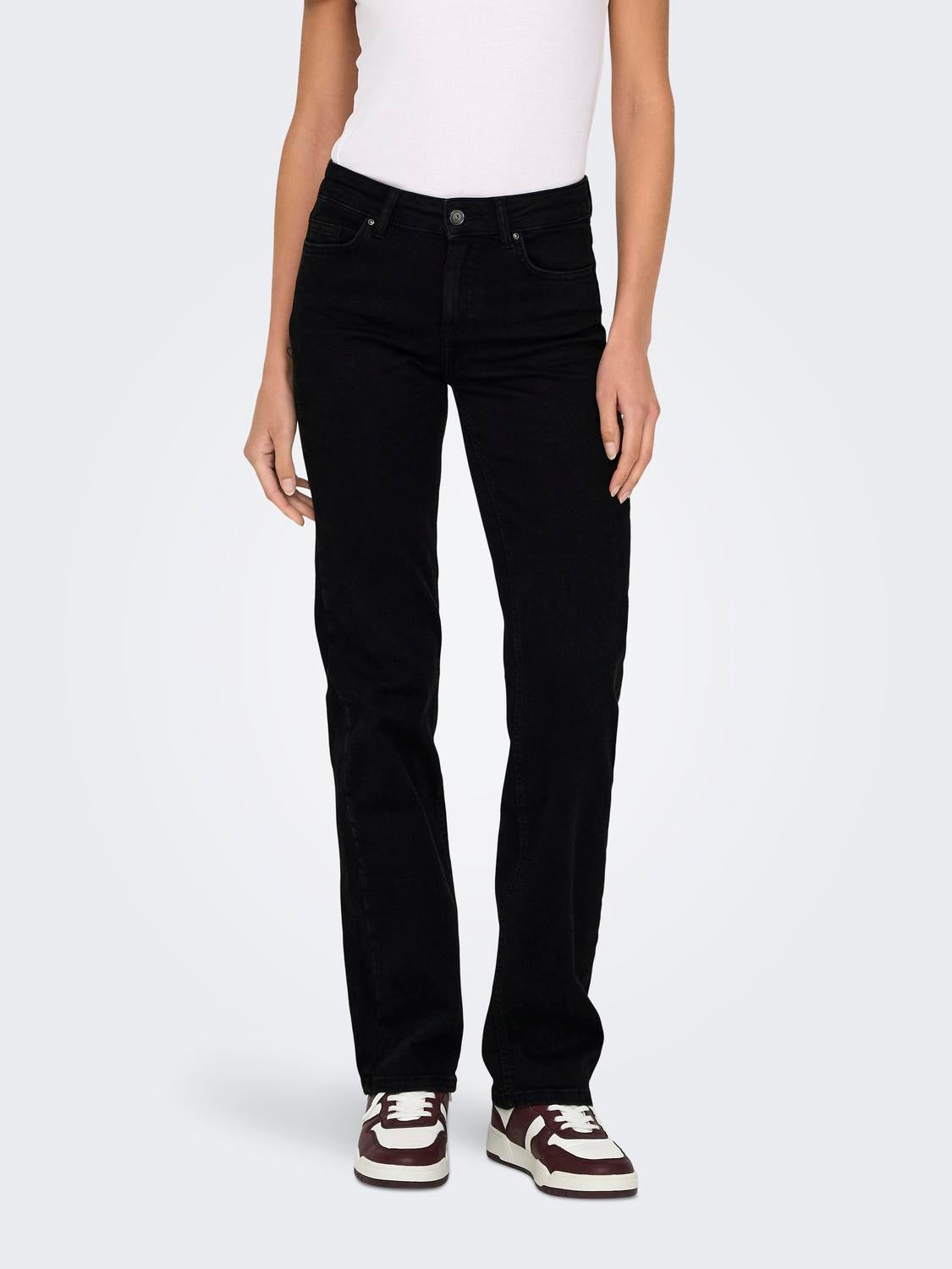 ONLBLUSH Mittlere Taille Gerade geschnitten Jeans Black Denim