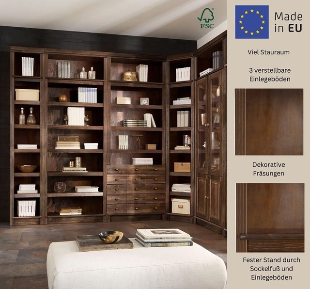Home affaire Bücherregal »Soeren« aus massiver Kiefer, in 2 Höhen, Tiefe 29 cm, mit viel Stauraum