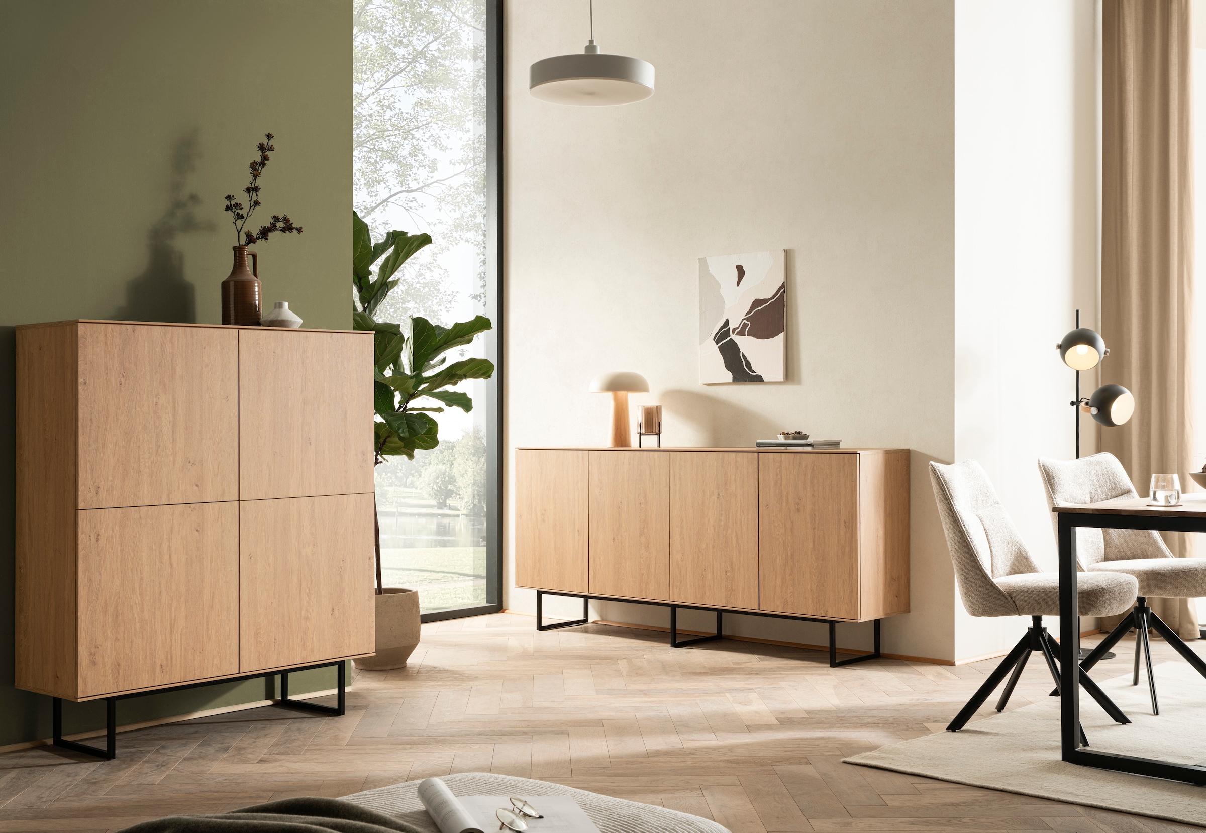 Home affaire Highboard »Lund, moderner Schrank, Kommode mit Kufengestell« ausreichend Stauraum, vielseitig einsetzbar, 115 cm breit