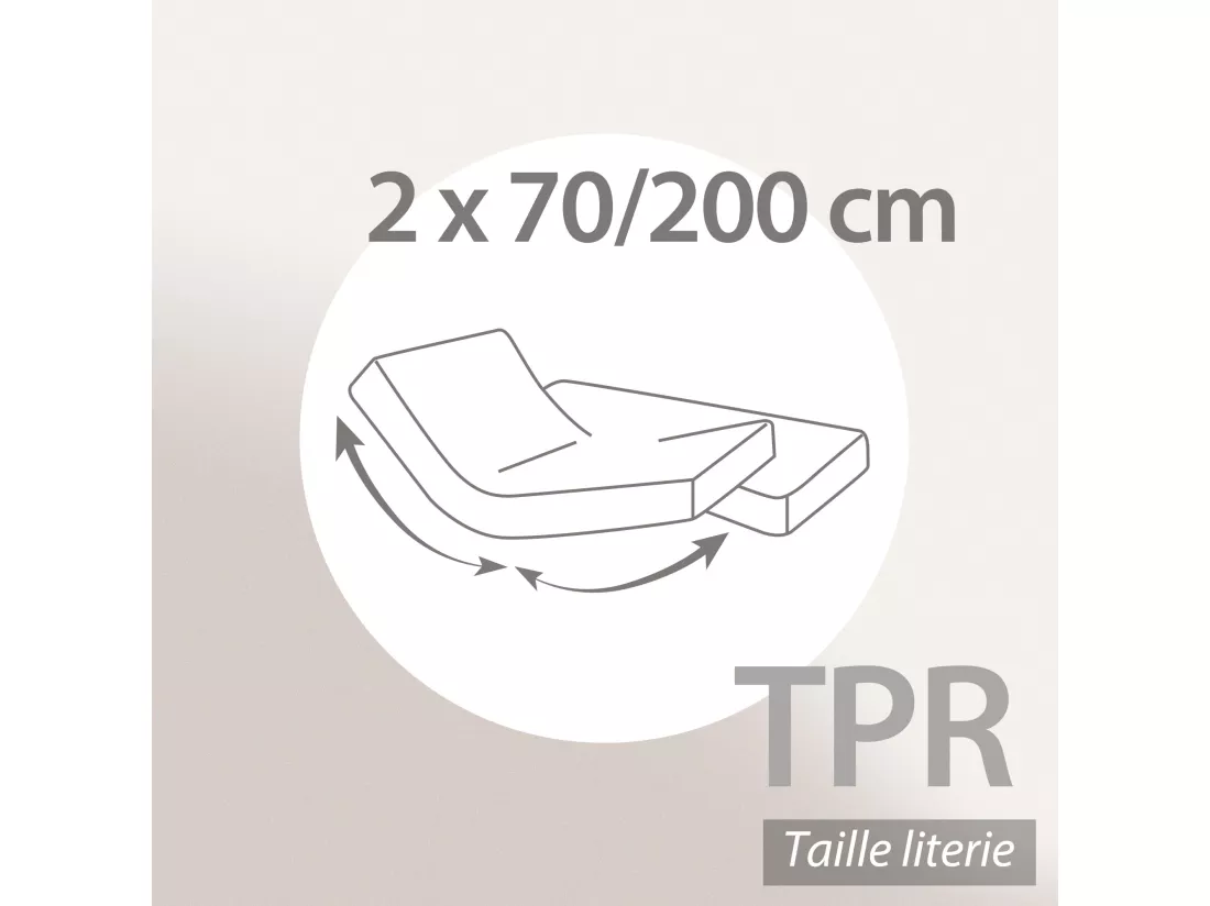 Protège matelas imperméable 2x70x200 cm lit articulé TPR bonnet 30cm ARNON molleton coton contrecollé polyuréthane