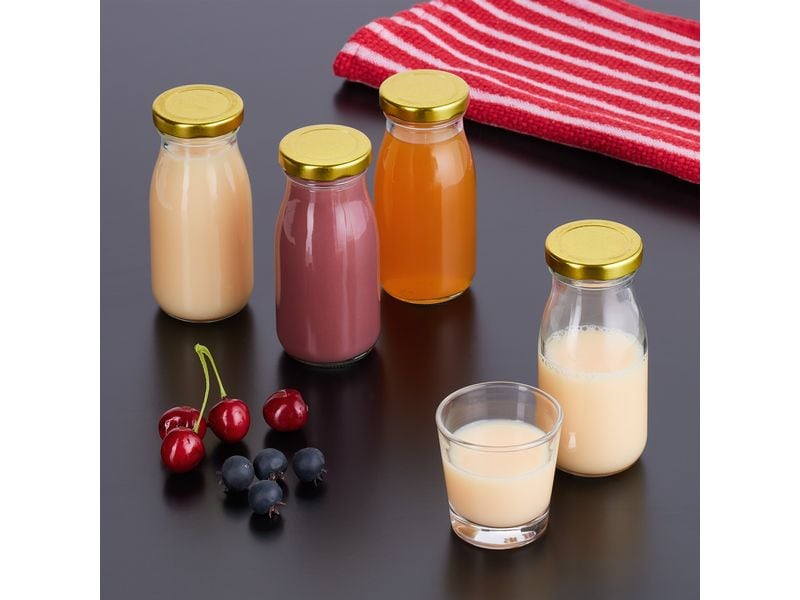 relaxdays Einmachflasche 150 ml, 24 Stück Transparente Smoothieflaschen mit luftdichtem Schraubdeckel