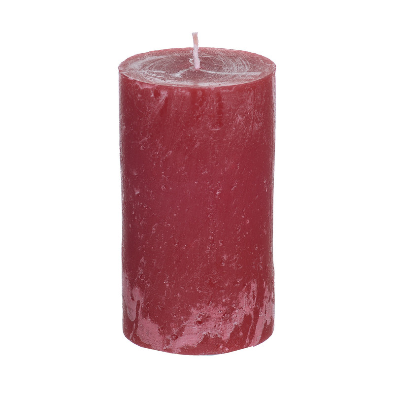 Kaars rustiek - rood - ø7x12 cm