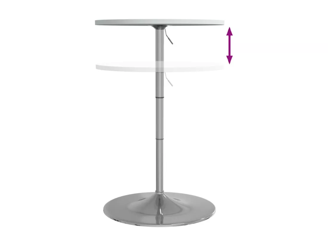 Table de bar blanc 60x60x90cm bois d'ingénierie et acier chromé