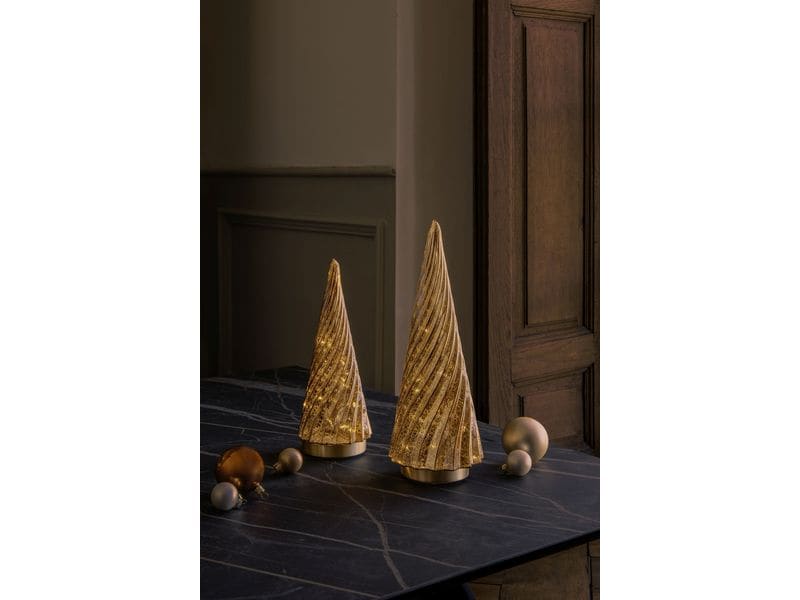 STT Glass tree brown, 28 cm Warmweiss LED Dekoration