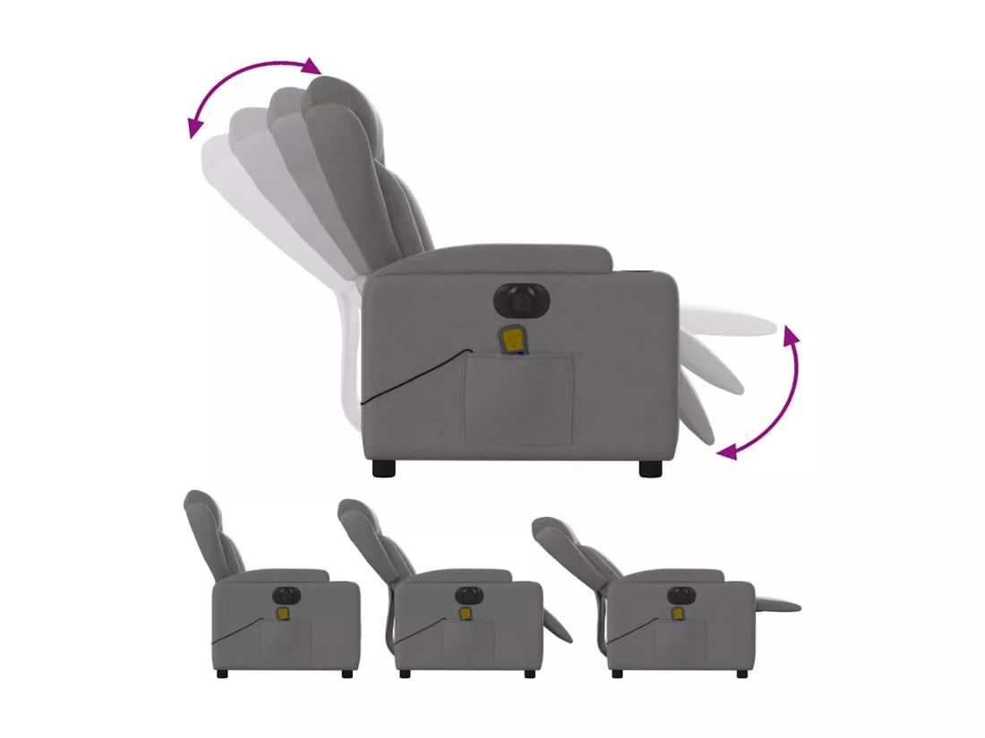 Fauteuil inclinable massant électrique gris foncé tissu