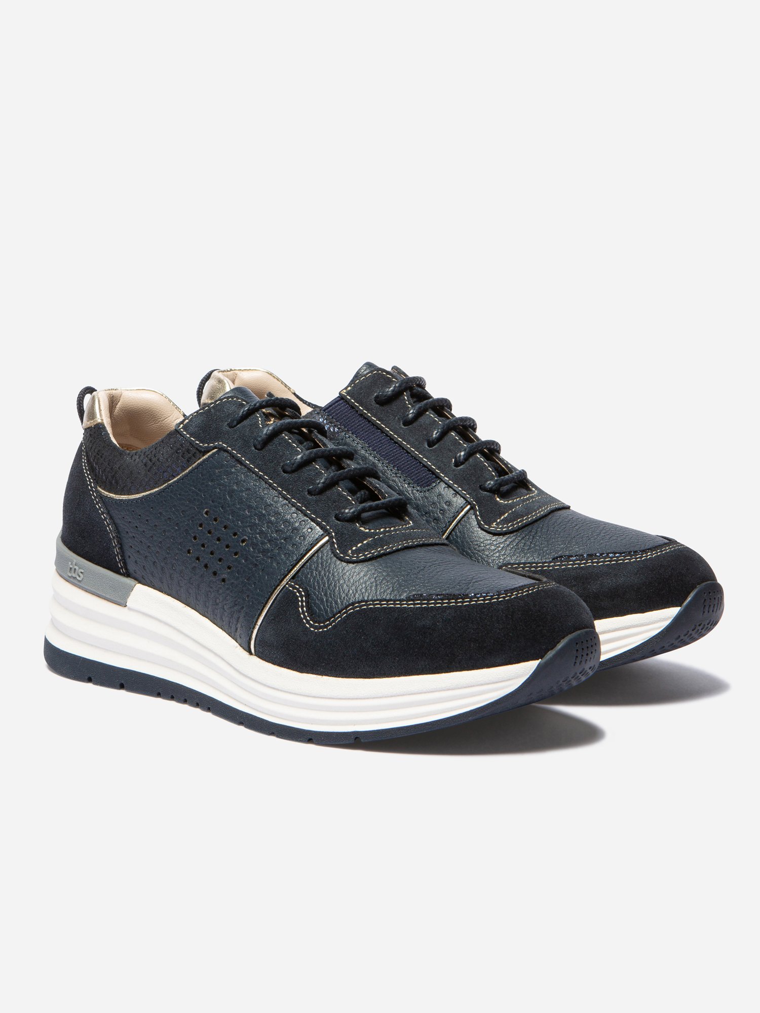 Baskets Compensées Femme Cuir Marine