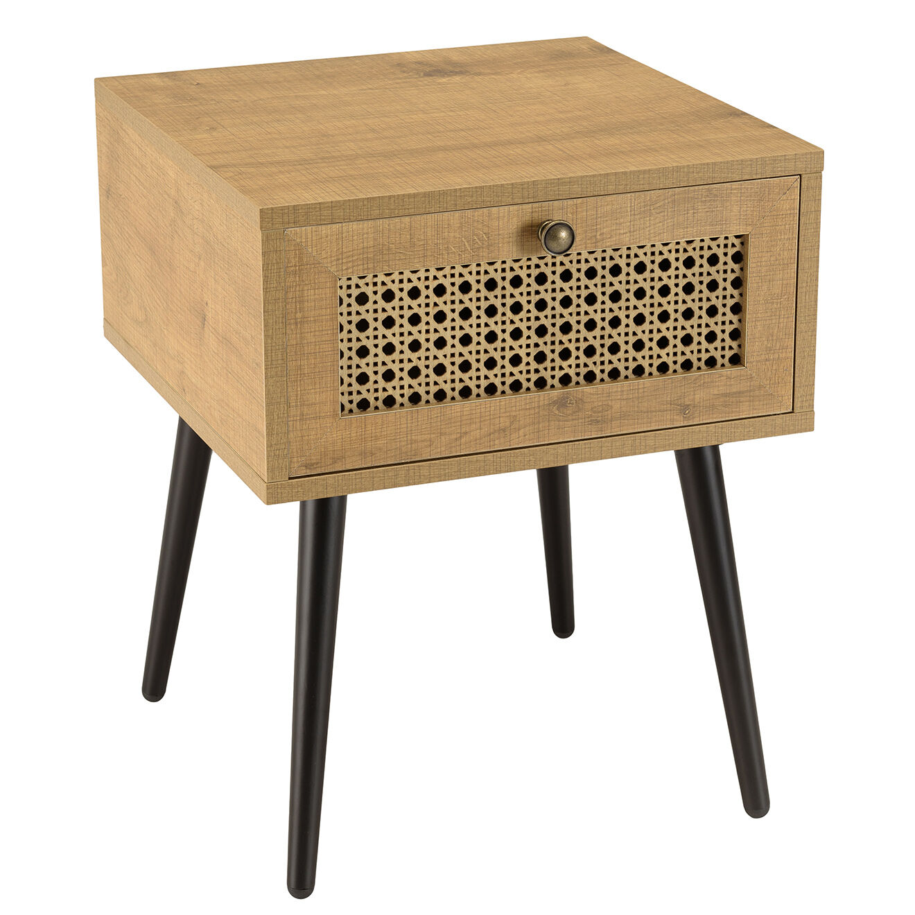 Macabane Chevet 1 tiroir rotin marron - 40x40x51 cm