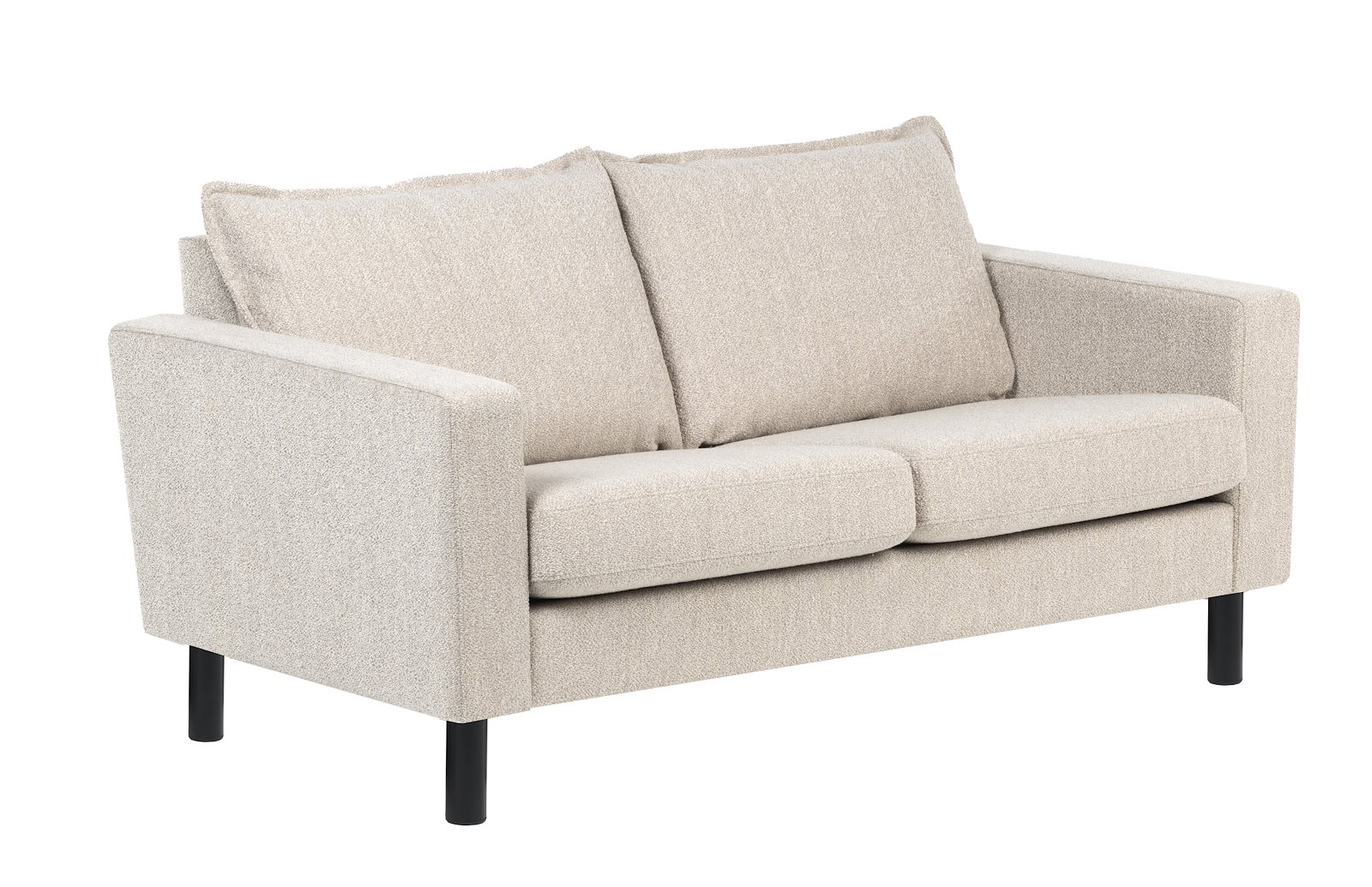 Slogen 2-seter sofa Tekstil Dragon Sand med soft ryggpute. Vange B og sortlakkerte metallben.