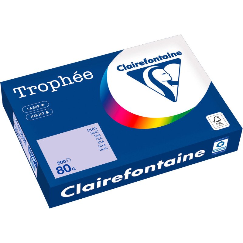 Papier A4 couleur 80 g Clairefontaine Trophée couleurs intenses - Ramette de 500 feuilles
