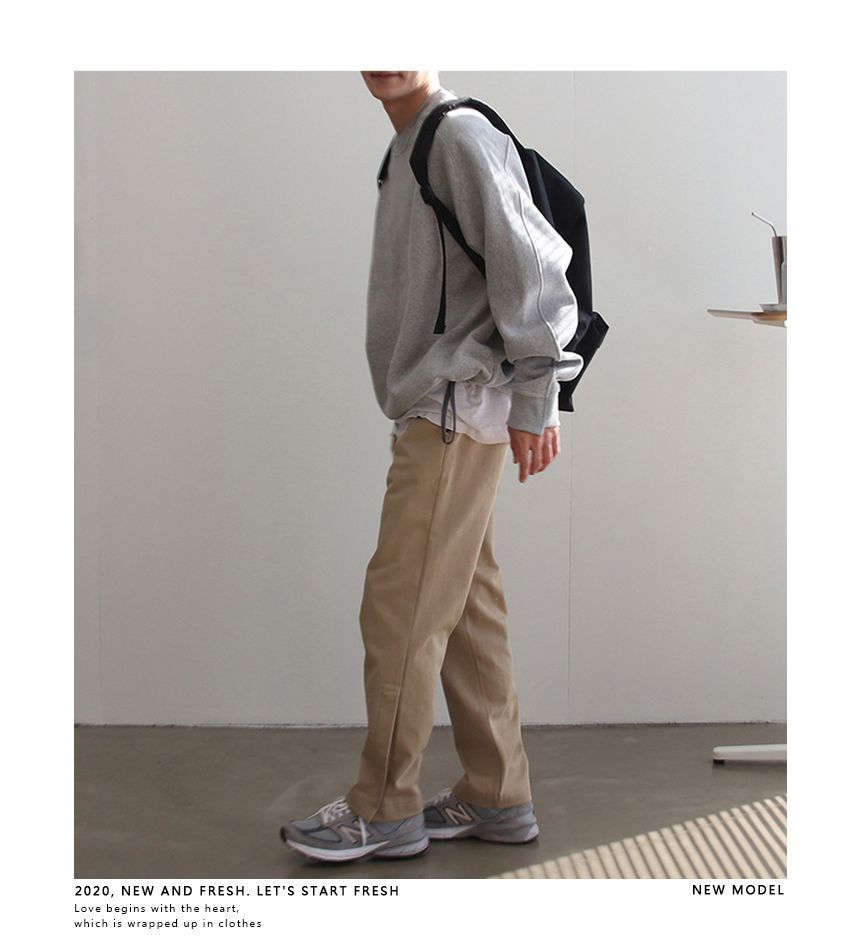 Okwano - Sweatshirt met ronde hals en effen kleur