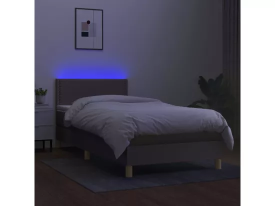 Sommier tapissier avec matelas et LED Taupe 90x190 cm Tissu