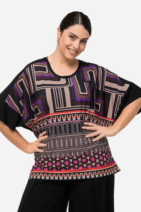Blusenshirt, Oversized, Rundhals, Halbarm