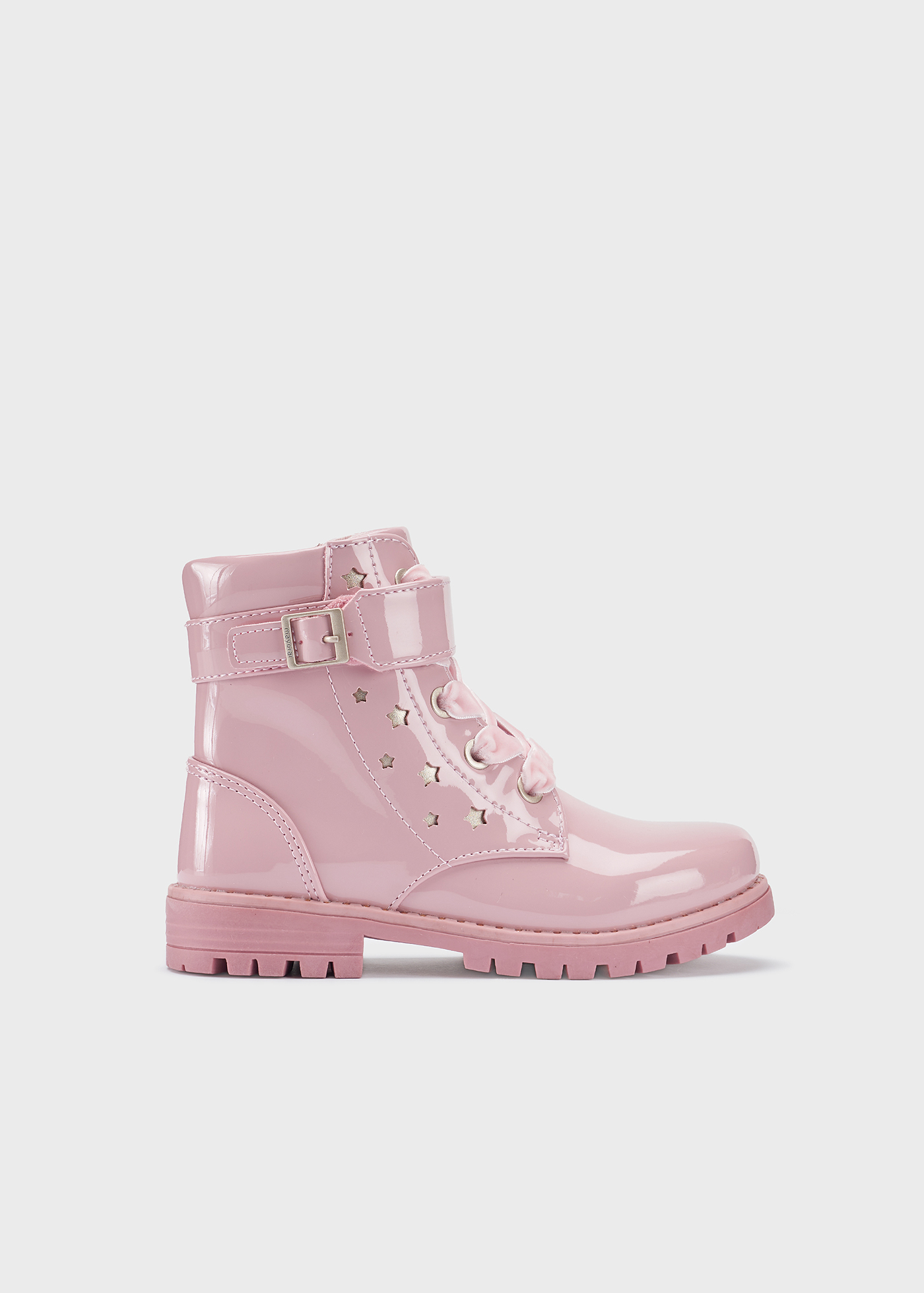 Botas de couro envernizado estilo motociclista para meninas
