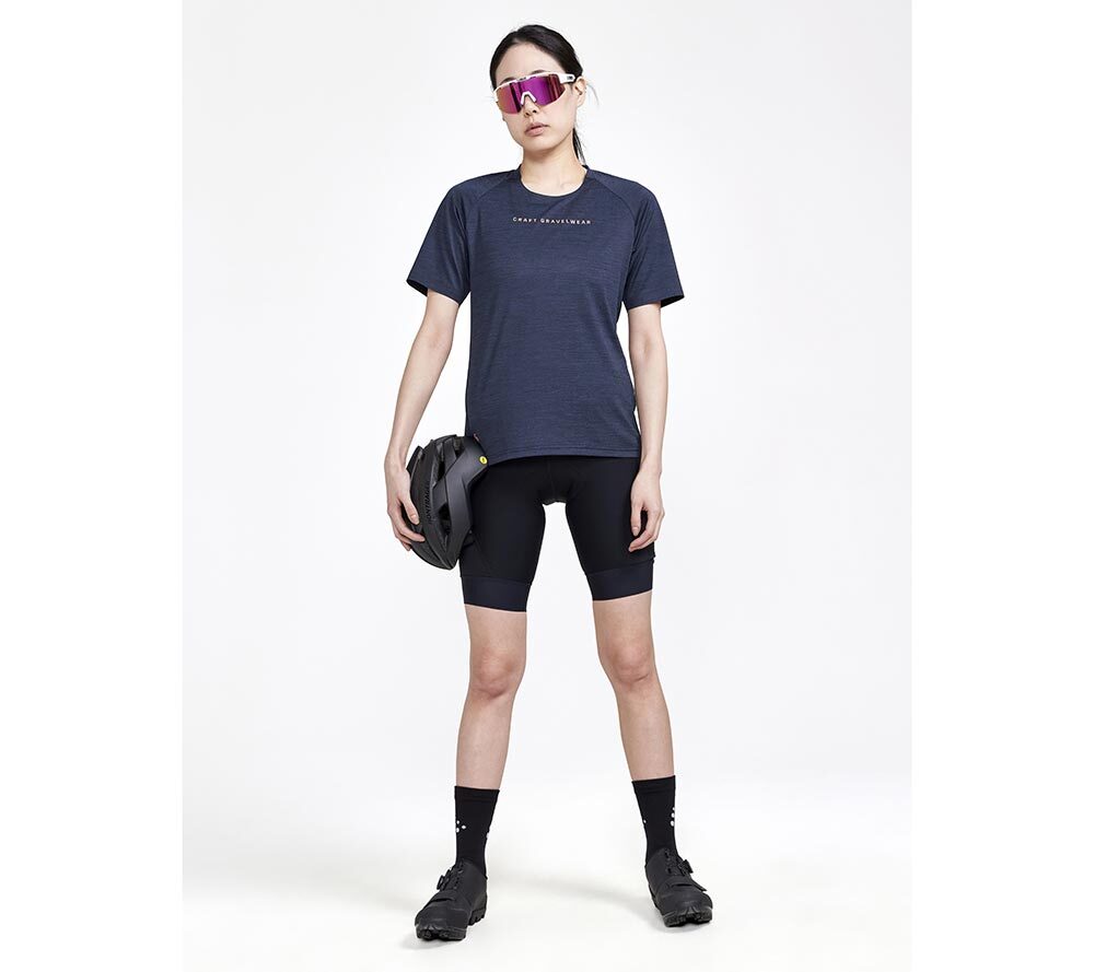 Craft ADV Gravel Fietsshirt Korte Mouwen Donkerblauw Dames