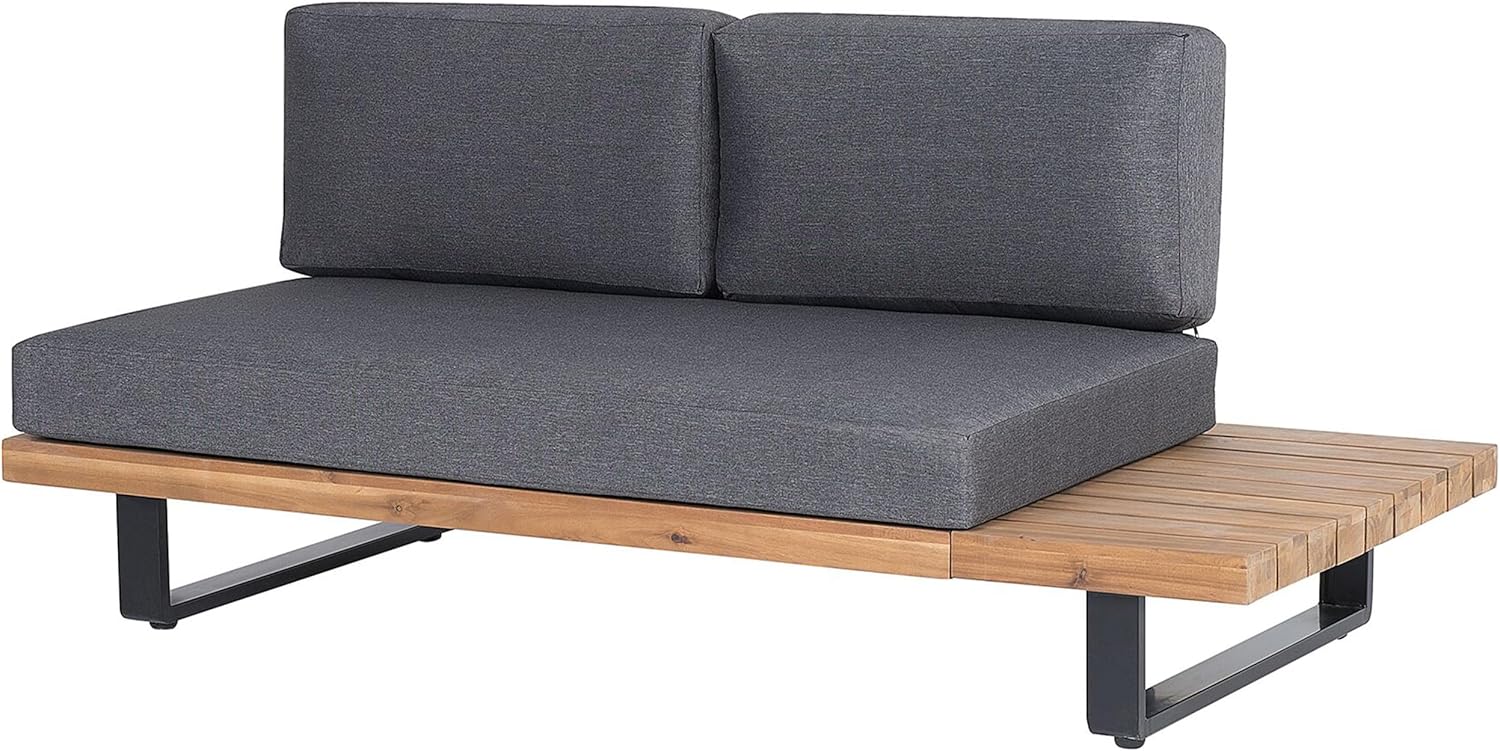 Beliani Lounge Set 5-Sitzer FSC Akazienholz Hellbraun mit Auflagen grau Modern Mykonos