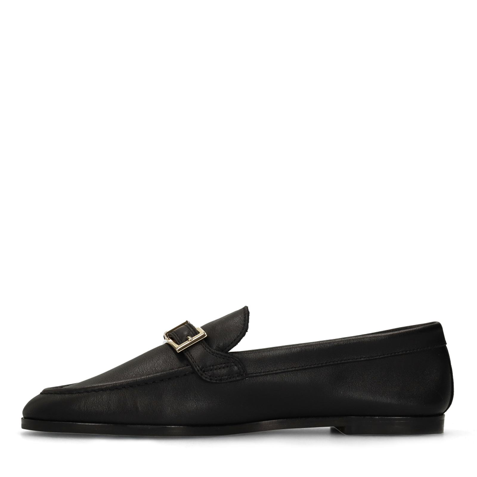 Zwarte leren loafers met goudkleurig detail