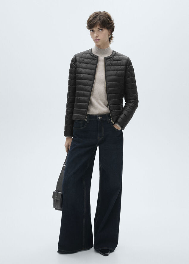 MANGO Pocket quilted jacket Black