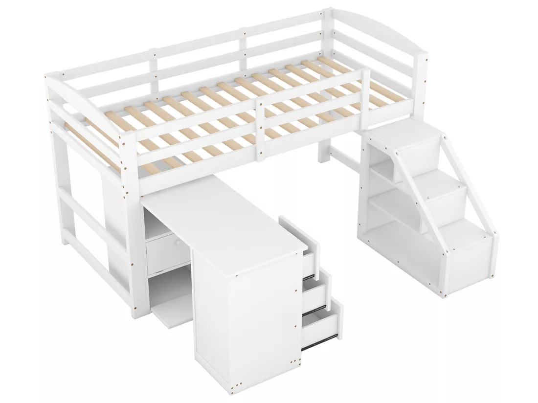 Lit gigogne cabane - 2 x 90 x 190 cm - Beige- Sweiko