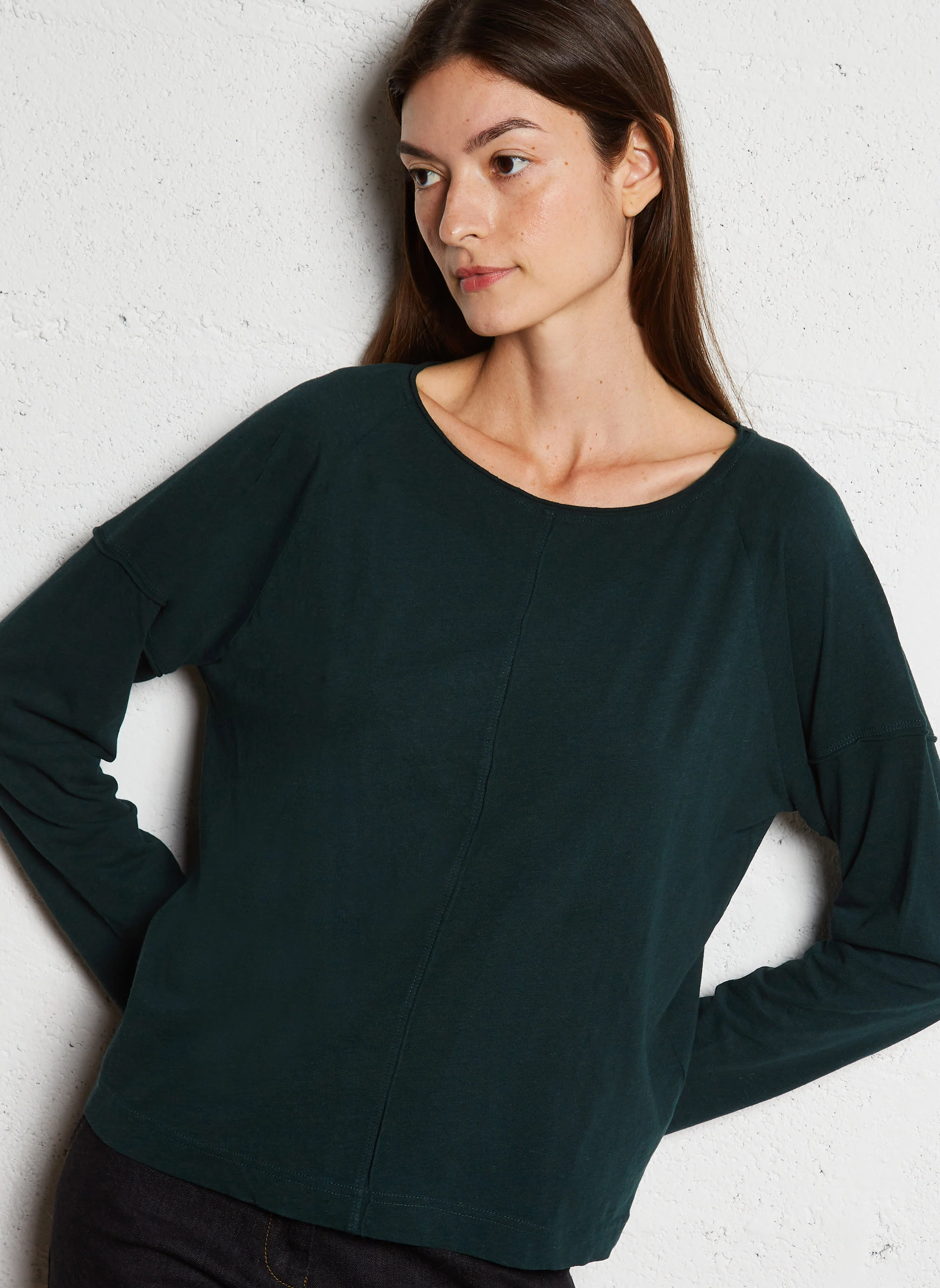 DAKOTA - Tee-shirt col bateau en coton mélangé | Vert
