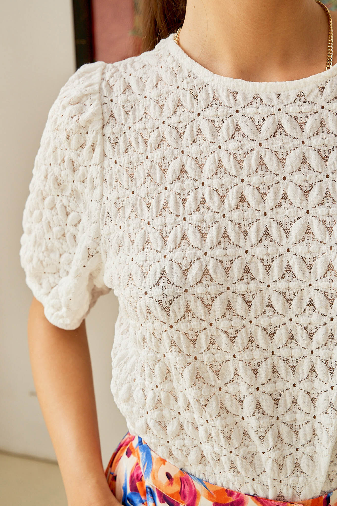 Blusa floral branca - Branca