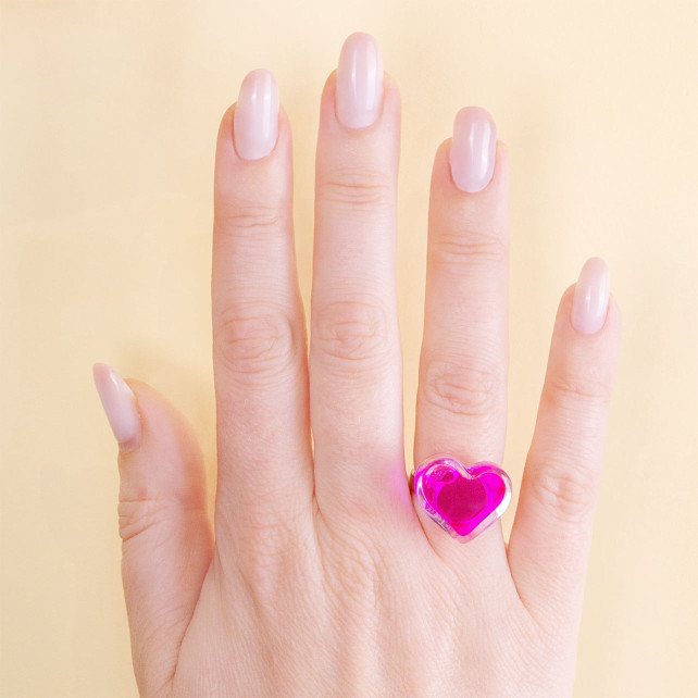 Bague en verre soufflé - Coeur Nano transparent