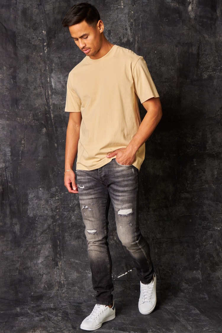 T-shirt basique manches courtes beige