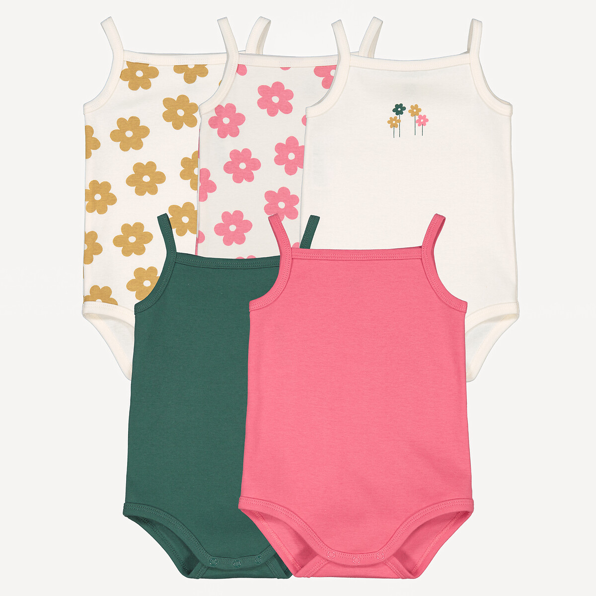 COLEÇÃO LA REDOUTE<br>Conjunto de 5 bodies com alças finas, estampa floral