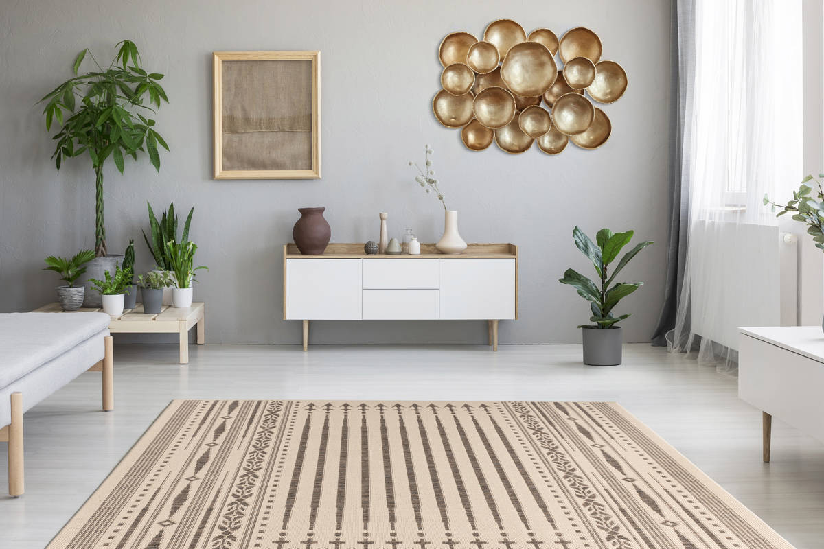 Outdoor-Kurzflorteppich SPLASH 200 - creme-braun - 80x150 cm