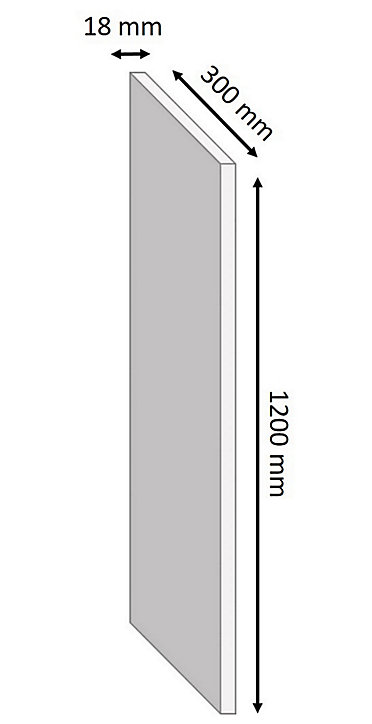 Tablette mélaminé blanc 30 x 120 cm, ép.1,8 cm