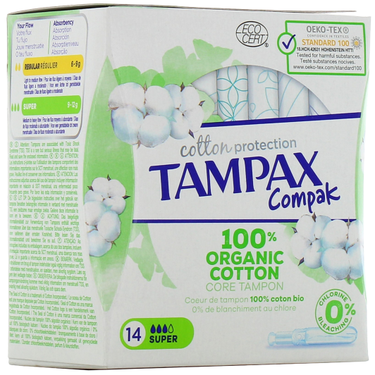 Tampons hygiéniques avec applicateur Tampax Compak Cotton x14