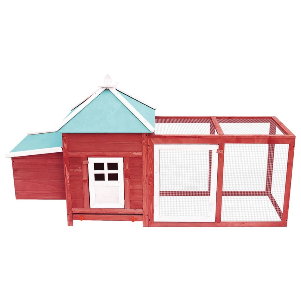 Poulailler avec nichoir 193 x 68 x 104cm bois de sapin massif rouge