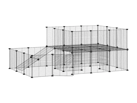 Cage animaux de compagnie à 44 panneaux et porte Noir 35x35 cm