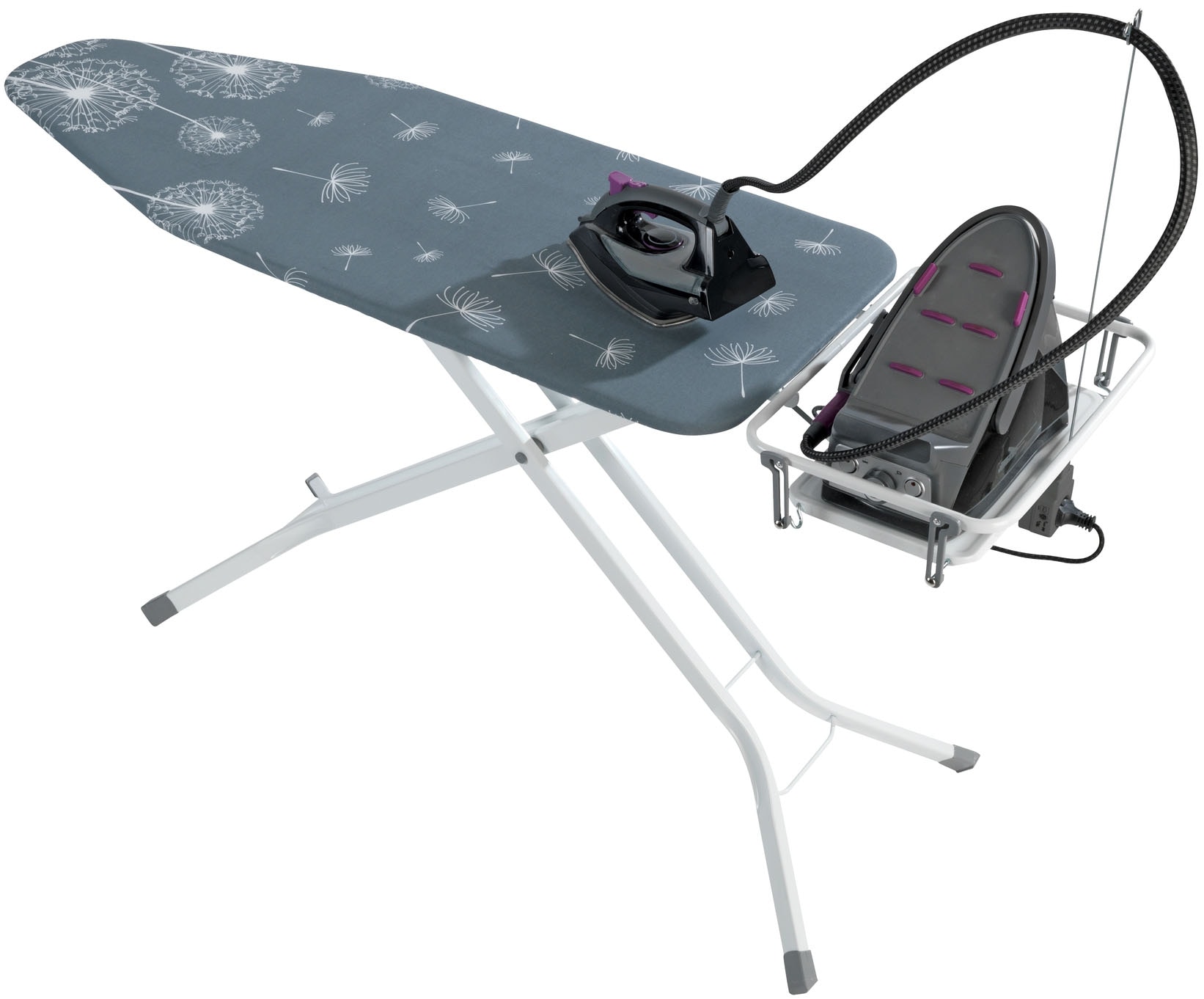 WENKO Bügelbrett »Modell Professional« Bügelfläche 130 cmx48 cm höhenverstellbarer Bügeltisch mit Kabelführung und Steckdose