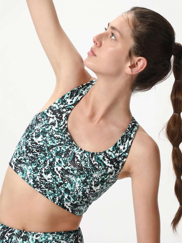 Top esportivo estampado - Branco/verde