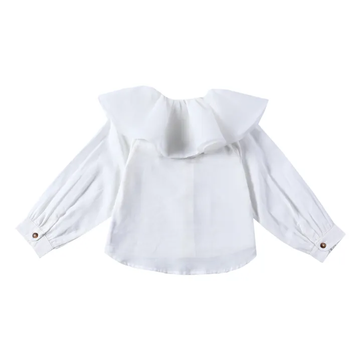 Donsje Blouse Col à Volants Haute en Lin | Ecru