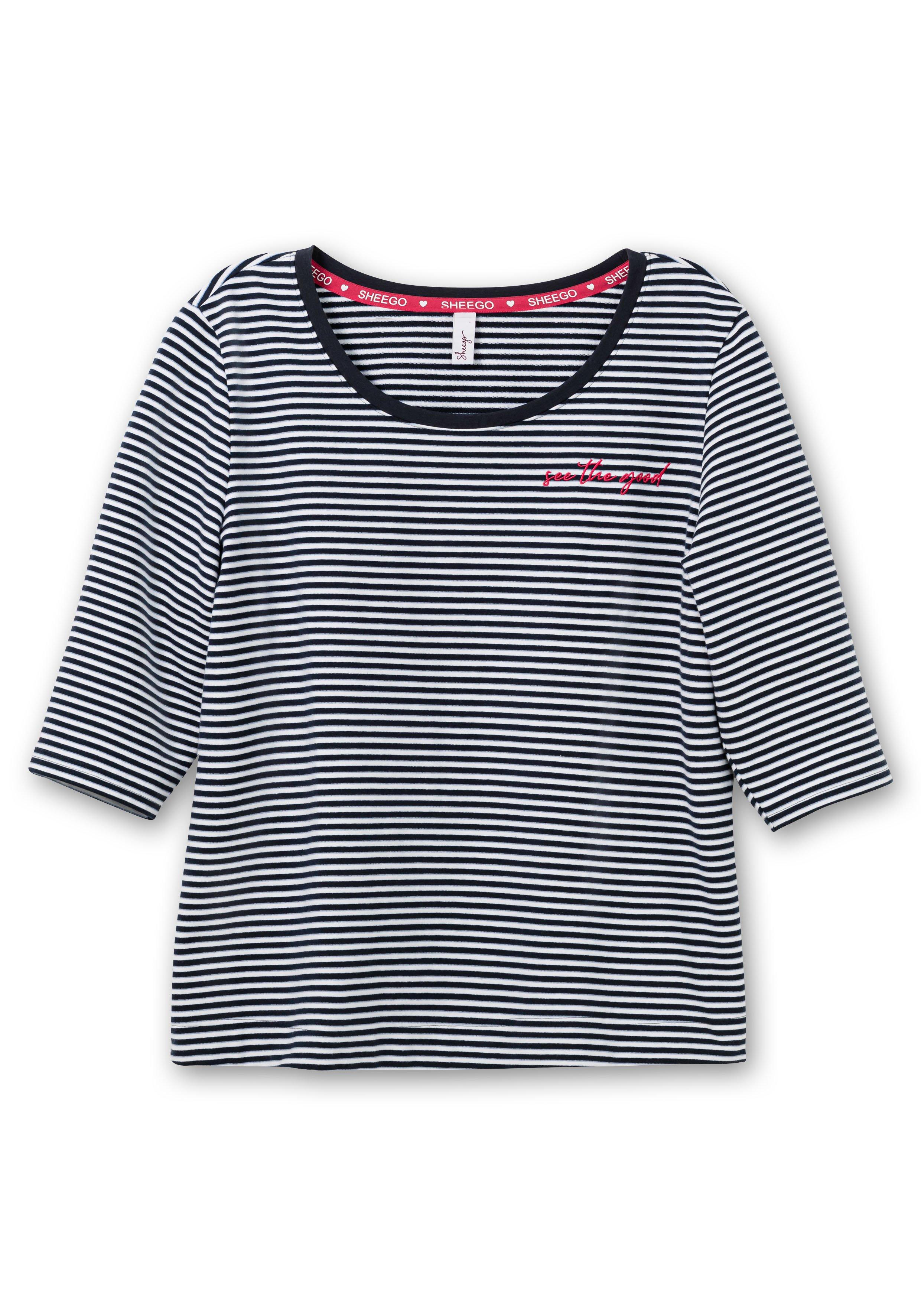 Geringeltes Sweatshirt mit 3/4-Arm