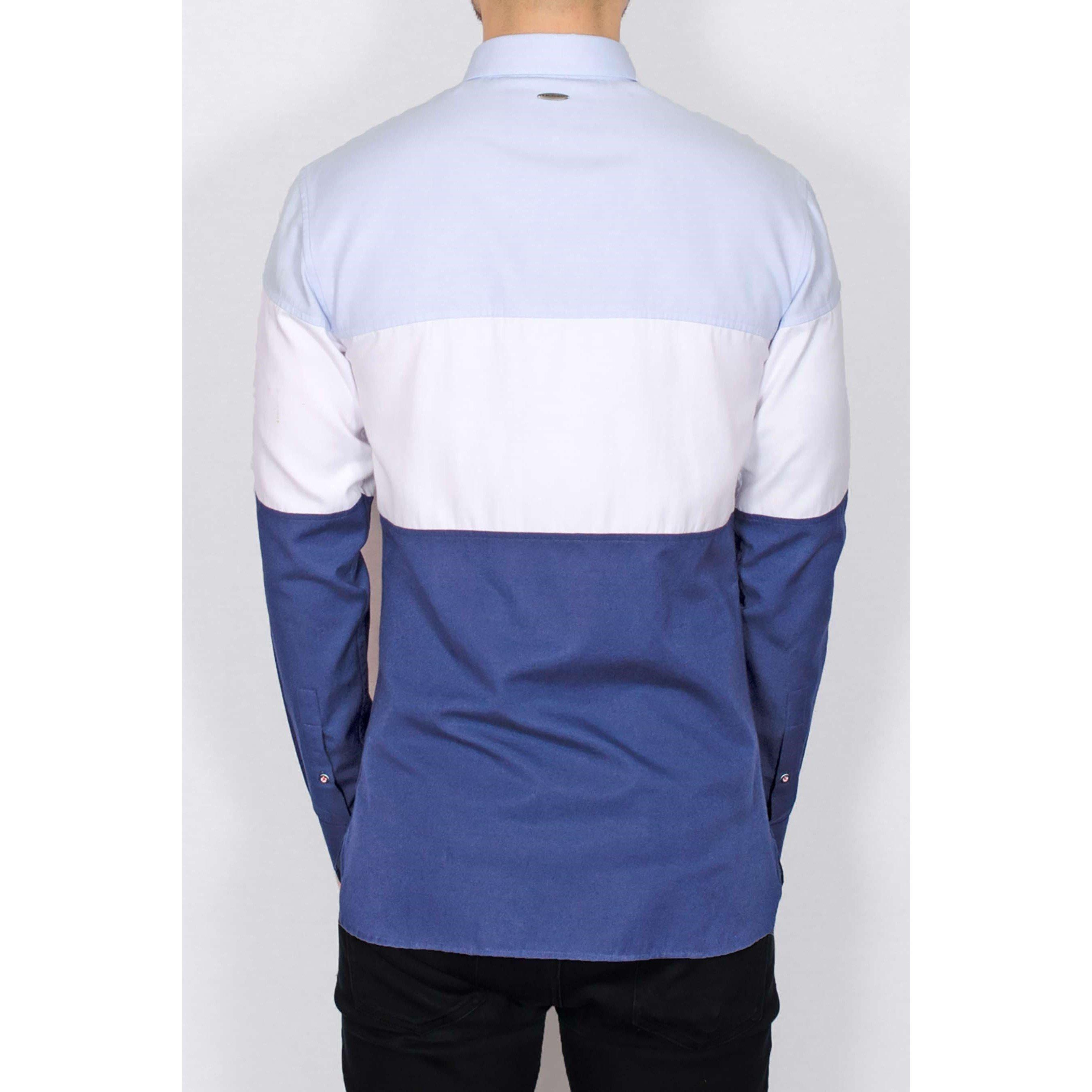 Bewley and Ritch Bewley and Ritch Konik Colourblock Blue/White Long Sleeve Shirt