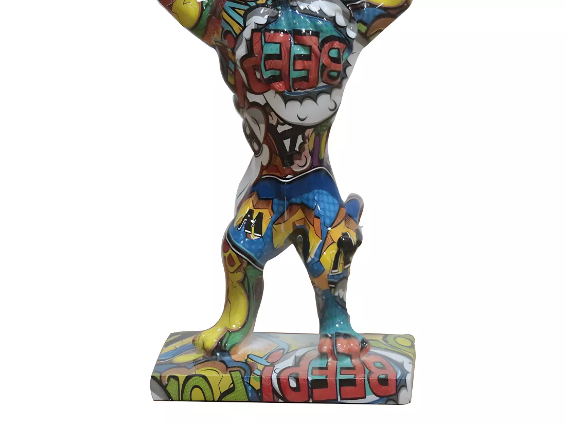 Statue lion debout avec baril motifs cartoon H32 cm - CARTOON