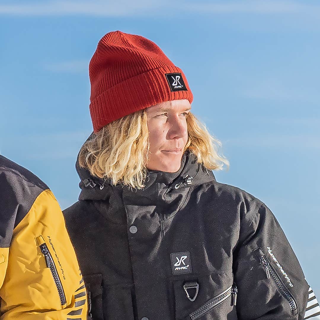 Ribbed Patch Beanie  Fired Brick