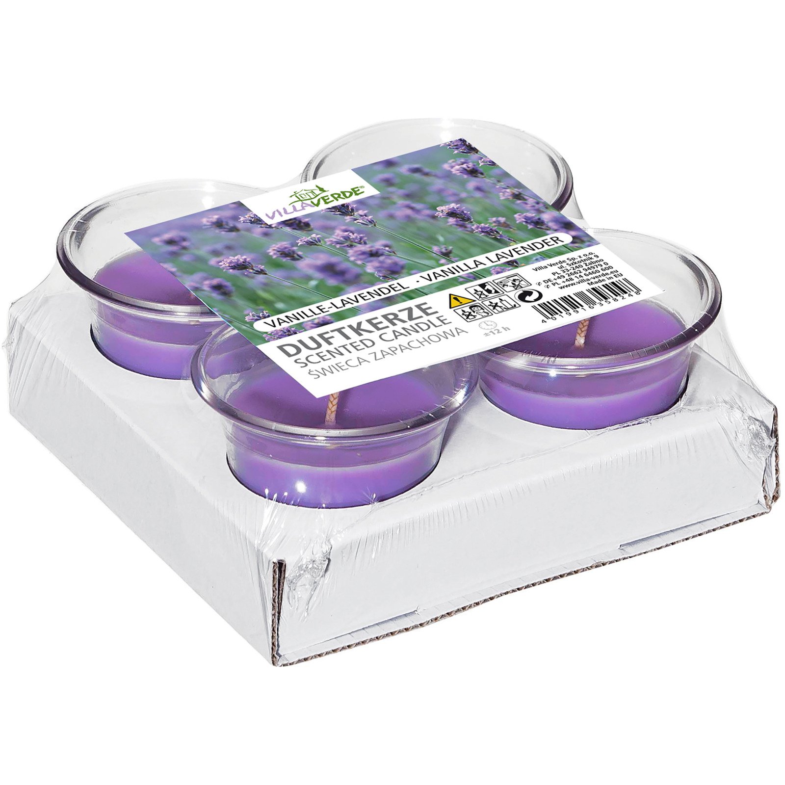 Villa Verde 4er Set Duft-Lichter Vanille/Lavendel