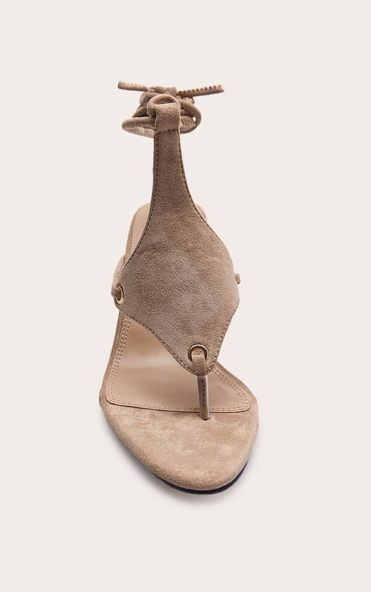 Camel Sandales À Talons Aiguilles En Synthétique Avec Lacets Entrelacés Et Bride Entre Les Orteils