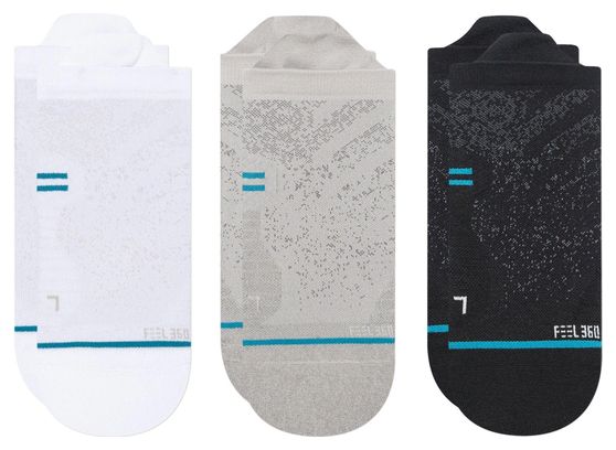 Lot de 3 Paires de Chaussettes Basses Stance Run Light Noir Gris Blanc