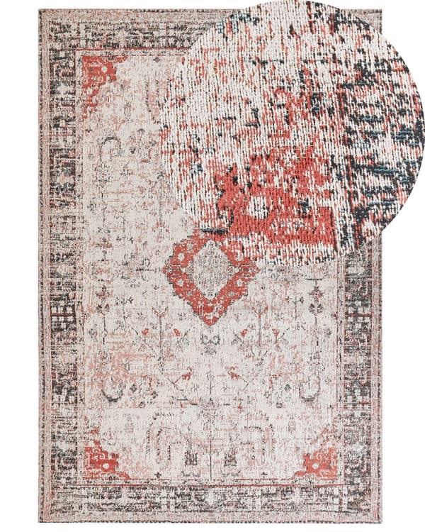 Gulvteppe Rød Beige Bomull Polyester 200 x 300 cm Orientalsk mønster Vintage Hjemme dekor