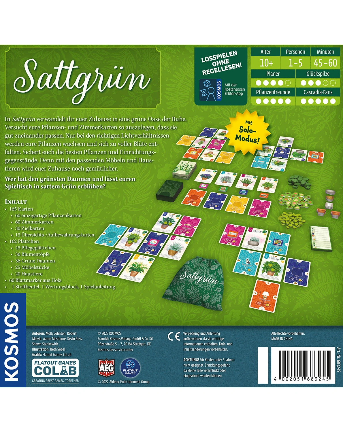 Gesellschaftsspiel SATTGRÜN in bunt