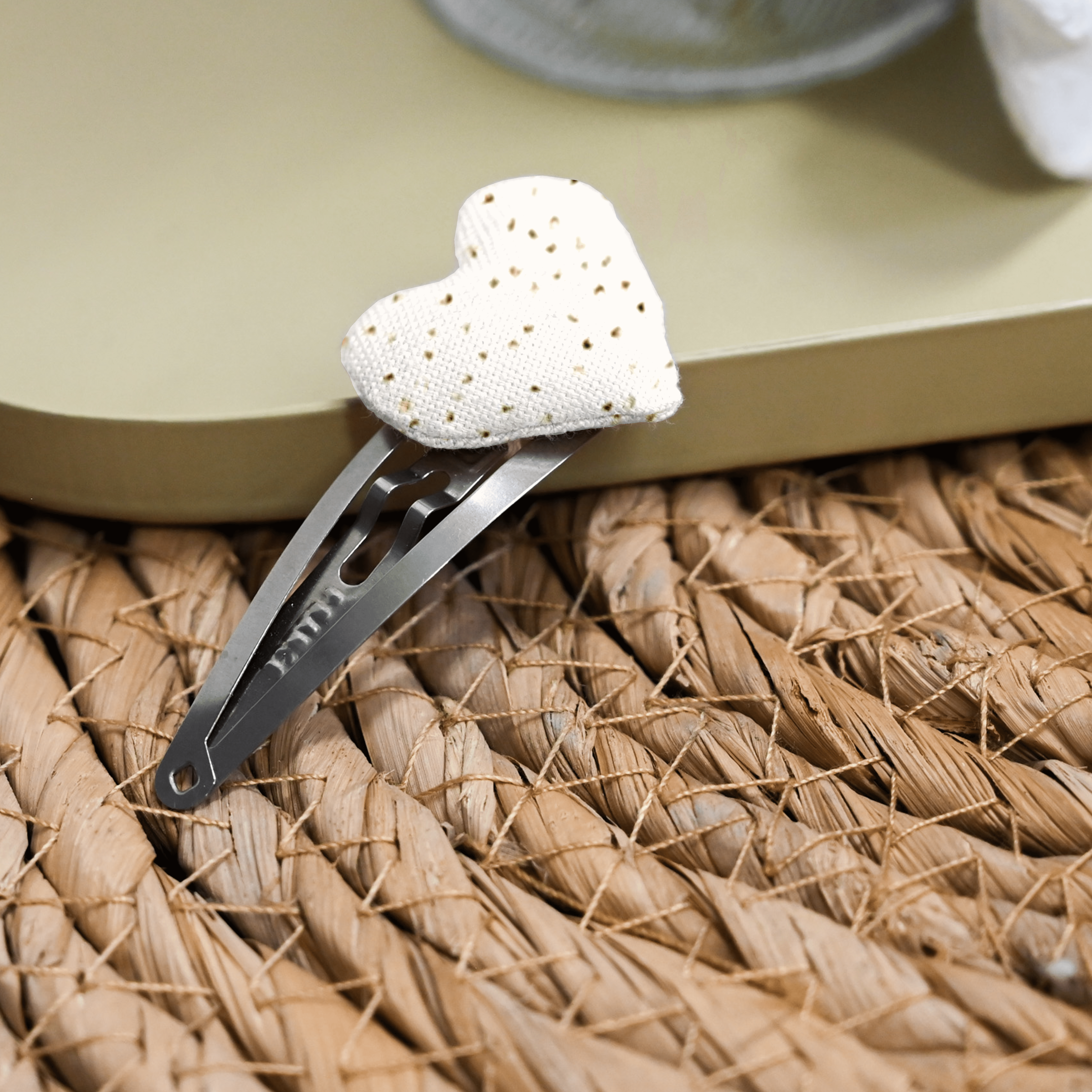 Barrette Clic-Clac Cœur Blanc Pailleté