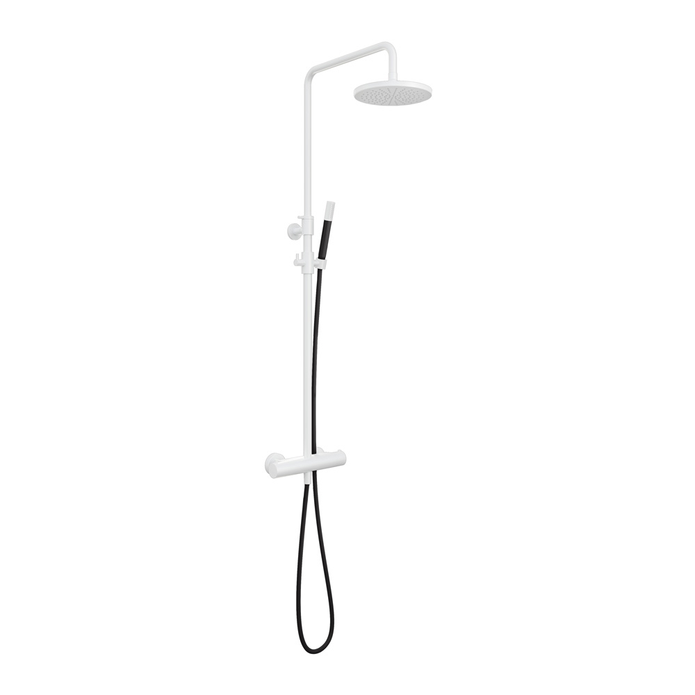 Hotbath Cobber SDS9WH thermostatische opbouw doucheset met ronde handdouche en 30cm hoofddouche wit mat