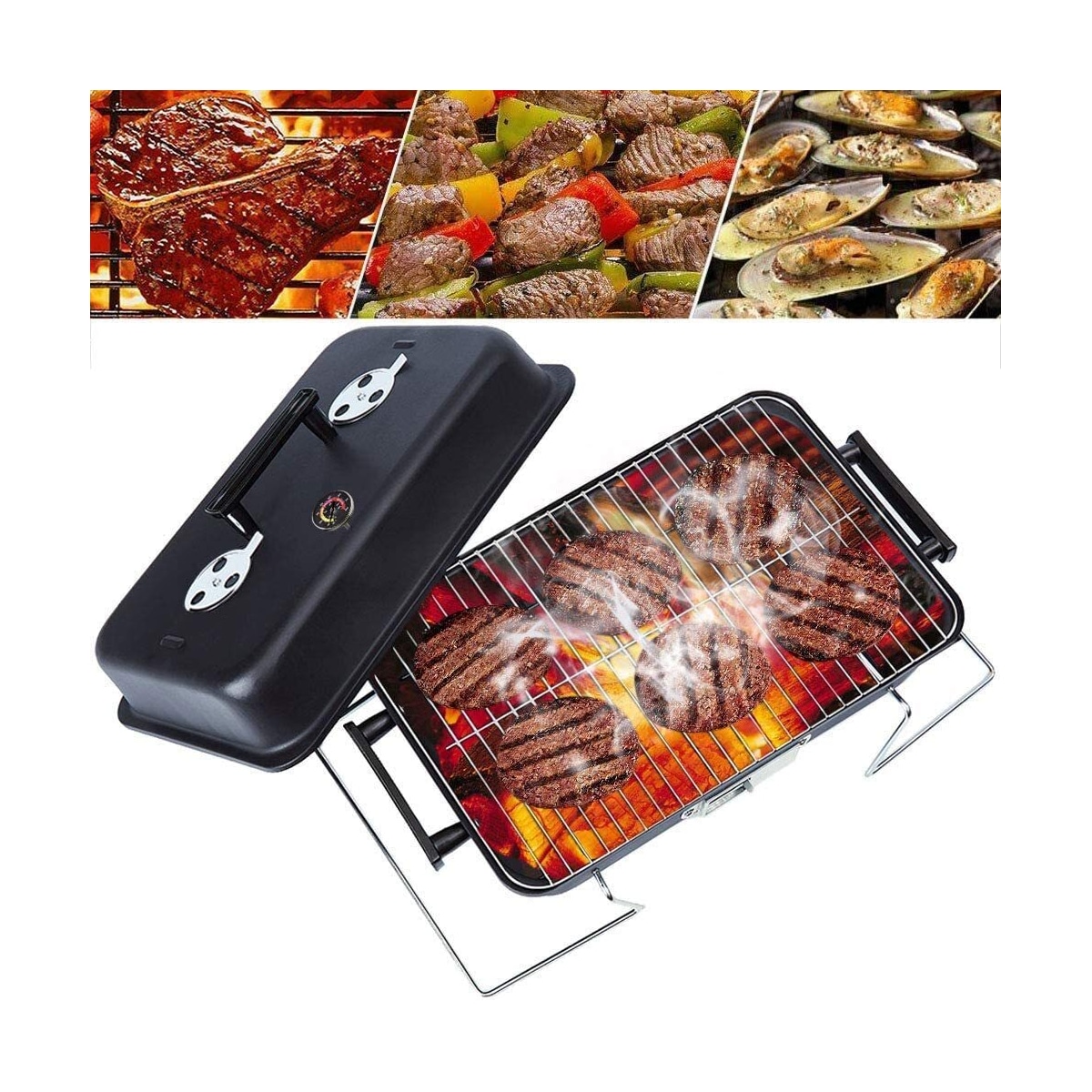 Analogt grilltermometer for grill & stekeovn i rustfritt stål