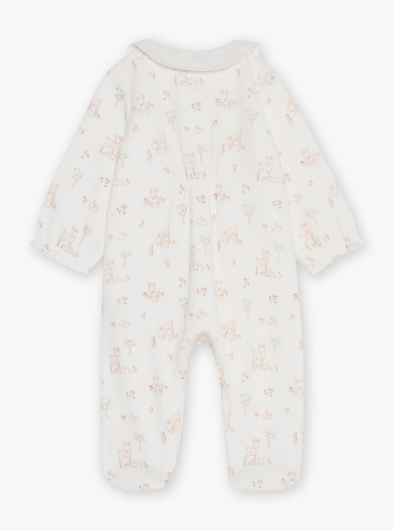 Grenouillère écrue en velours en coton biologique et polyester recyclé